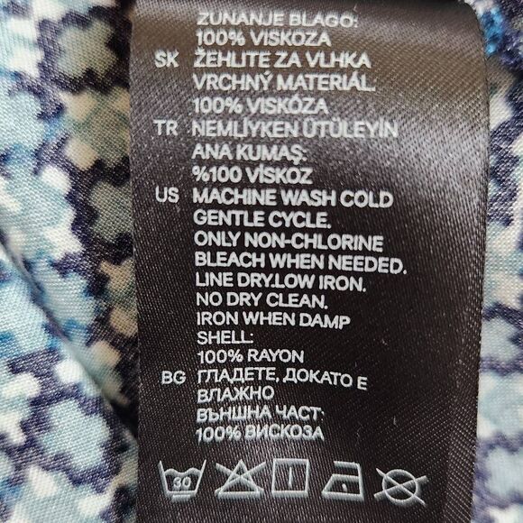 H&M Blue Geometric Print Mini Dress Size 6 H&M Blue Swing Dress - Picture 7 of 7